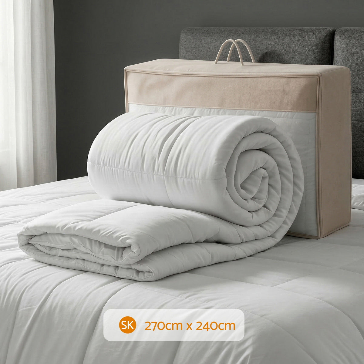 Giselle Bedding Wool Quilt 500GSM Thick Super King - QUILT-WOOL-500-N-SK