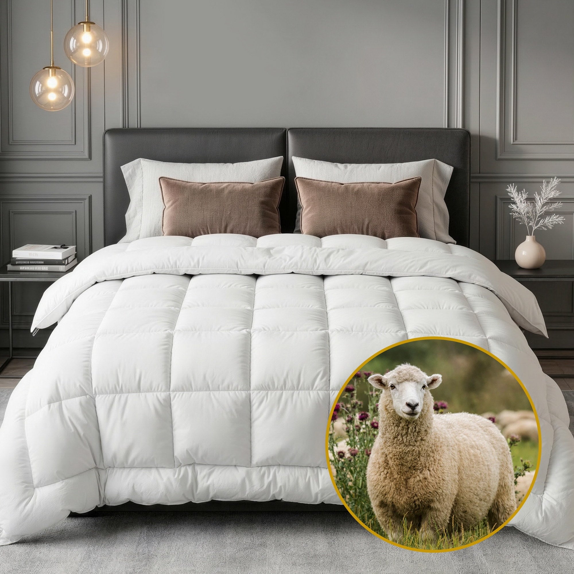 Giselle Bedding Wool Quilt 800GSM Extra Thick Double Winter - QUILT-WOOL-800-D