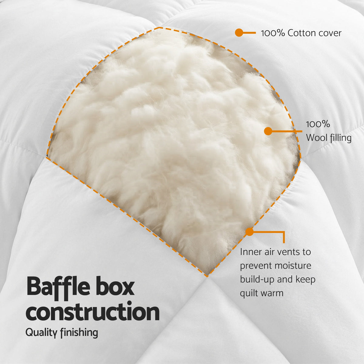 Giselle Bedding Wool Quilt 800GSM Extra Thick Double Winter - QUILT-WOOL-800-D
