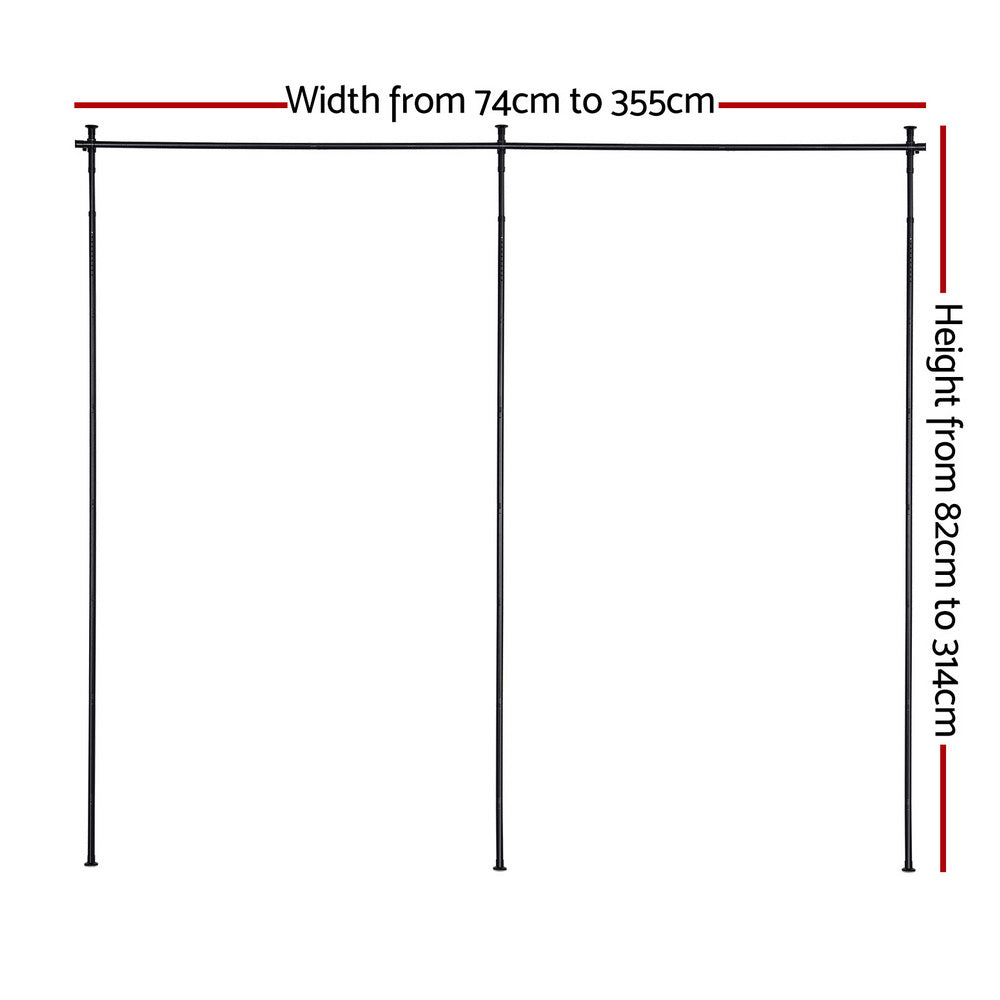 Artiss Room Divider Curtain Rod Extendable Black - RD-E-MET-5R-BK