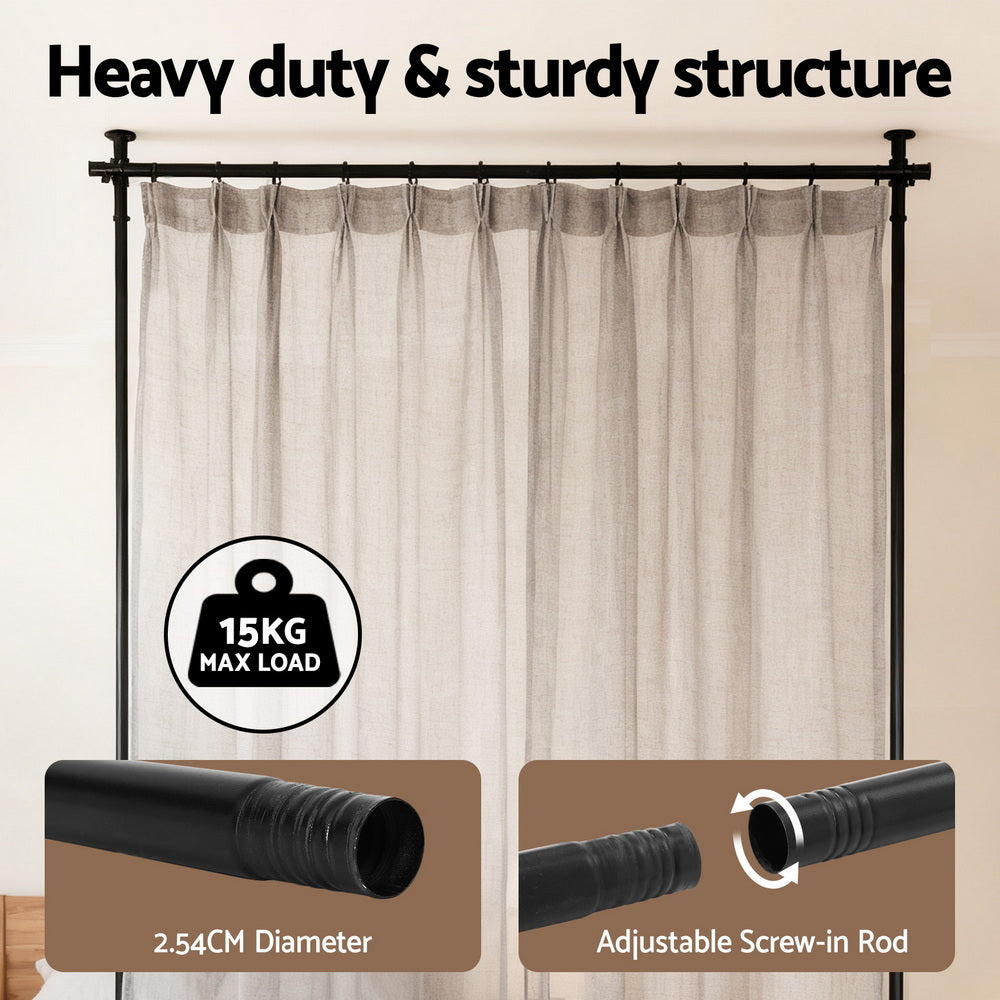 Artiss Room Divider Curtain Rod Extendable Black - RD-E-MET-5R-BK