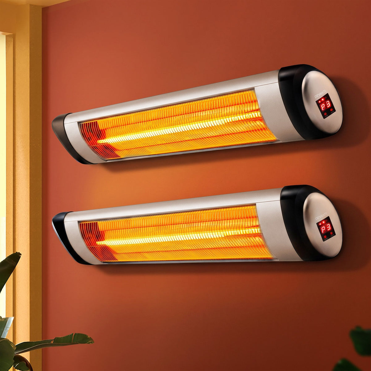 Devanti 2PCS Electric Radiant Strip Heater Outdoor Indoor Patio Infrared Heaters 2000W