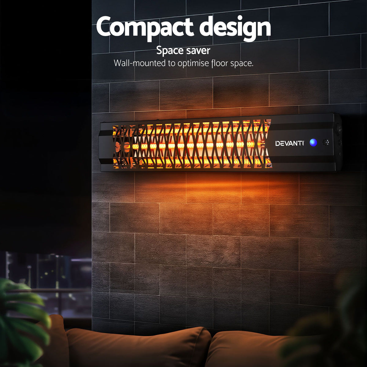 Devanti 2PCS Electric Strip Heater Radiant Infrared Heaters 2000W