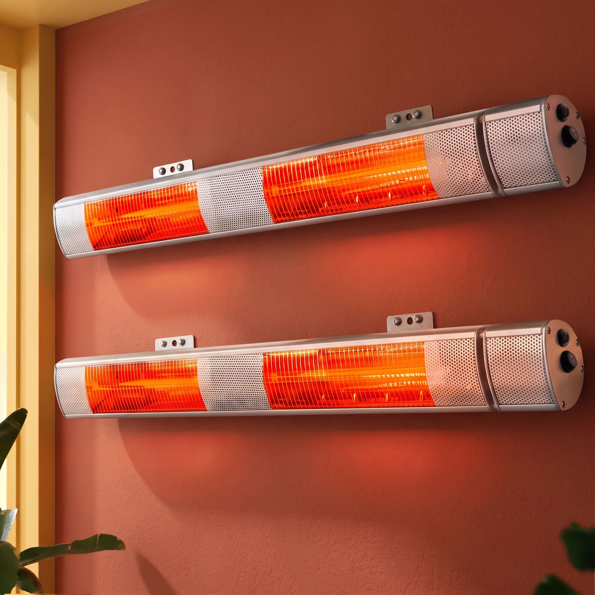 Devanti 2PCS Electric Strip Heater Radiant Infrared Heaters Remote Control 3000W
