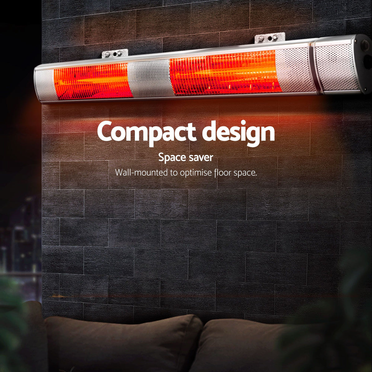 Devanti 2PCS Electric Strip Heater Radiant Infrared Heaters Remote Control 3000W
