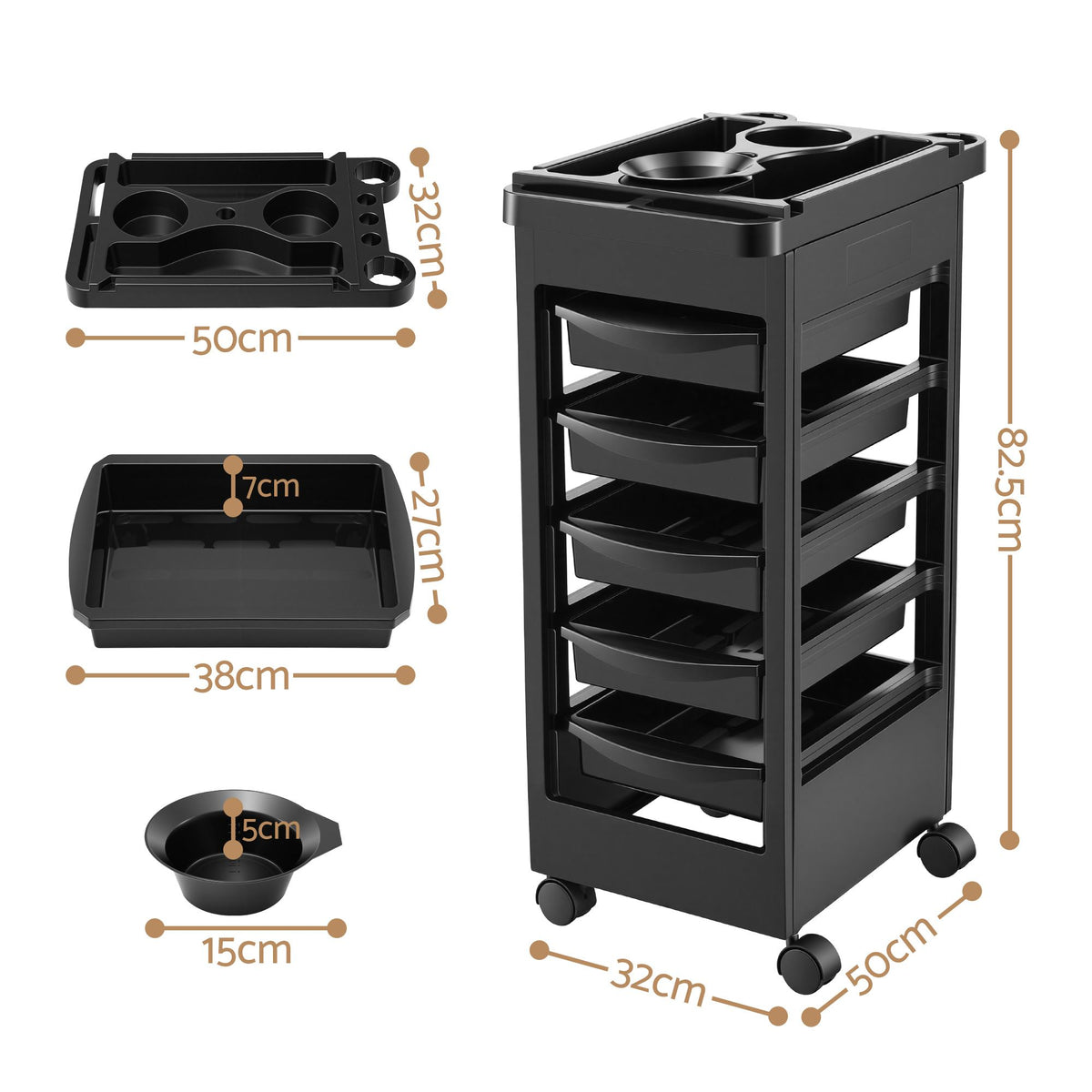 Embellir 6-Tier Salon Trolley Cart on Wheels Barber Mobile Hairdressing Cart
