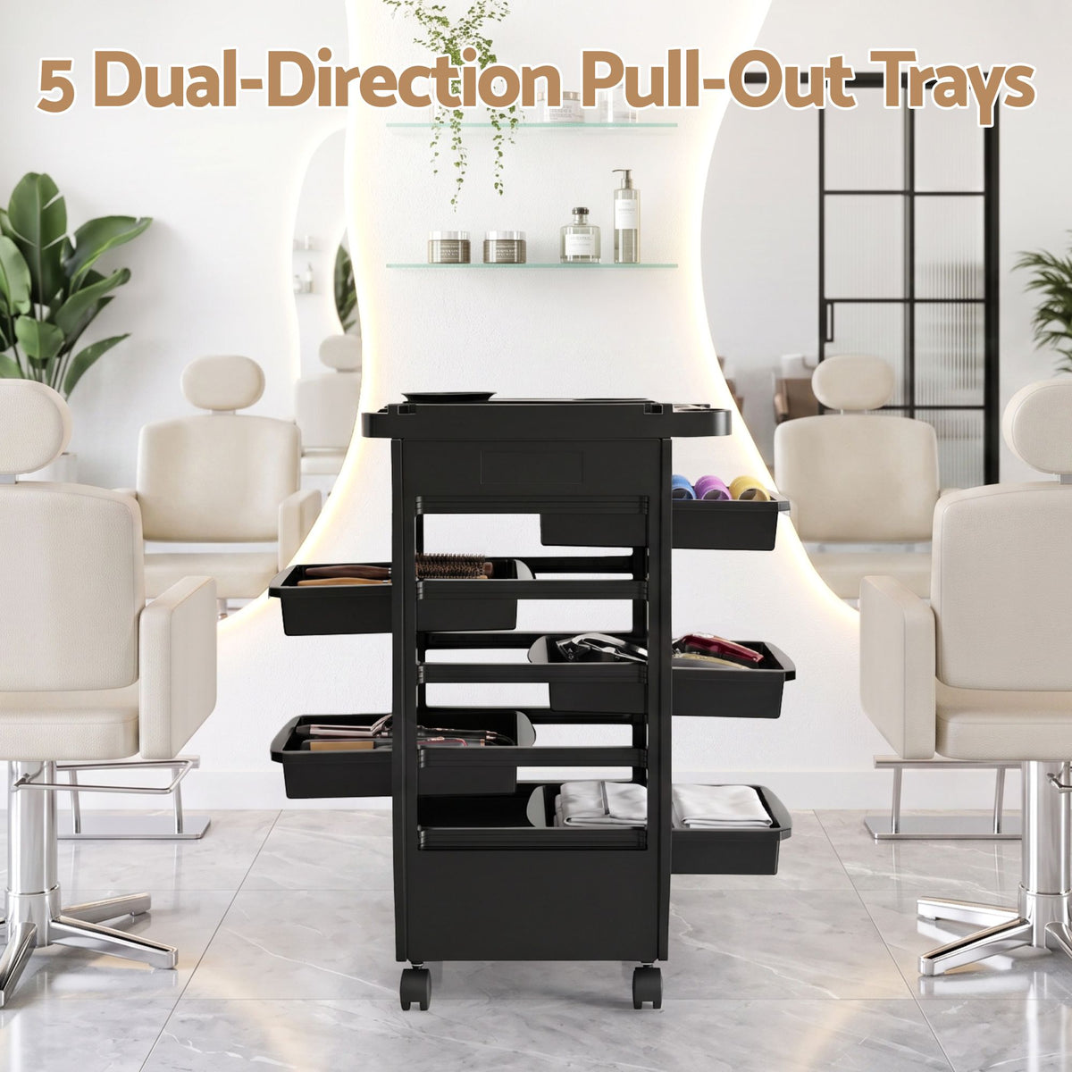 Embellir 6-Tier Salon Trolley Cart on Wheels Barber Mobile Hairdressing Cart