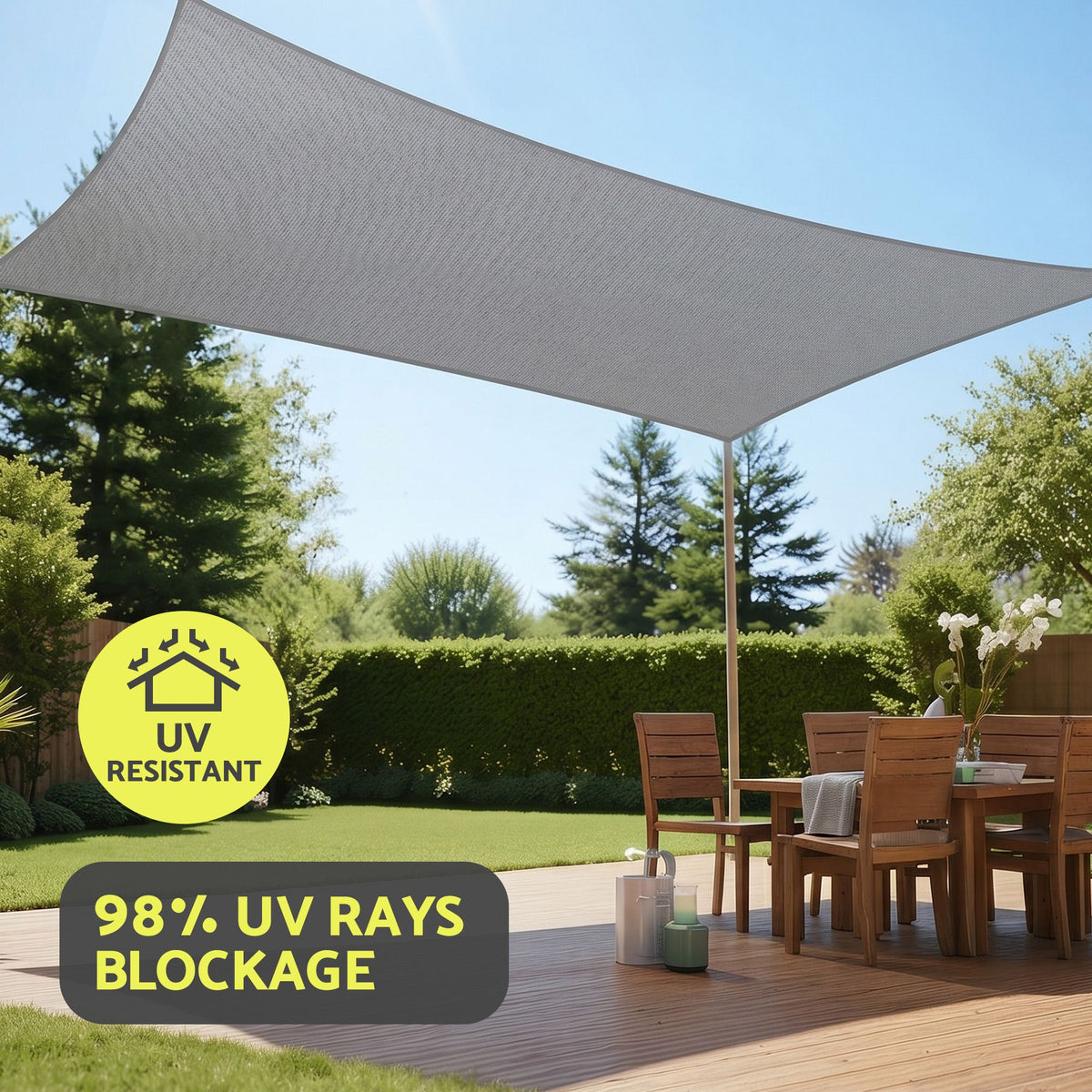 Instahut Sun Shade Sail Cloth 98% UV Block Outdoor Canopy Rectangle 2X5M Grey