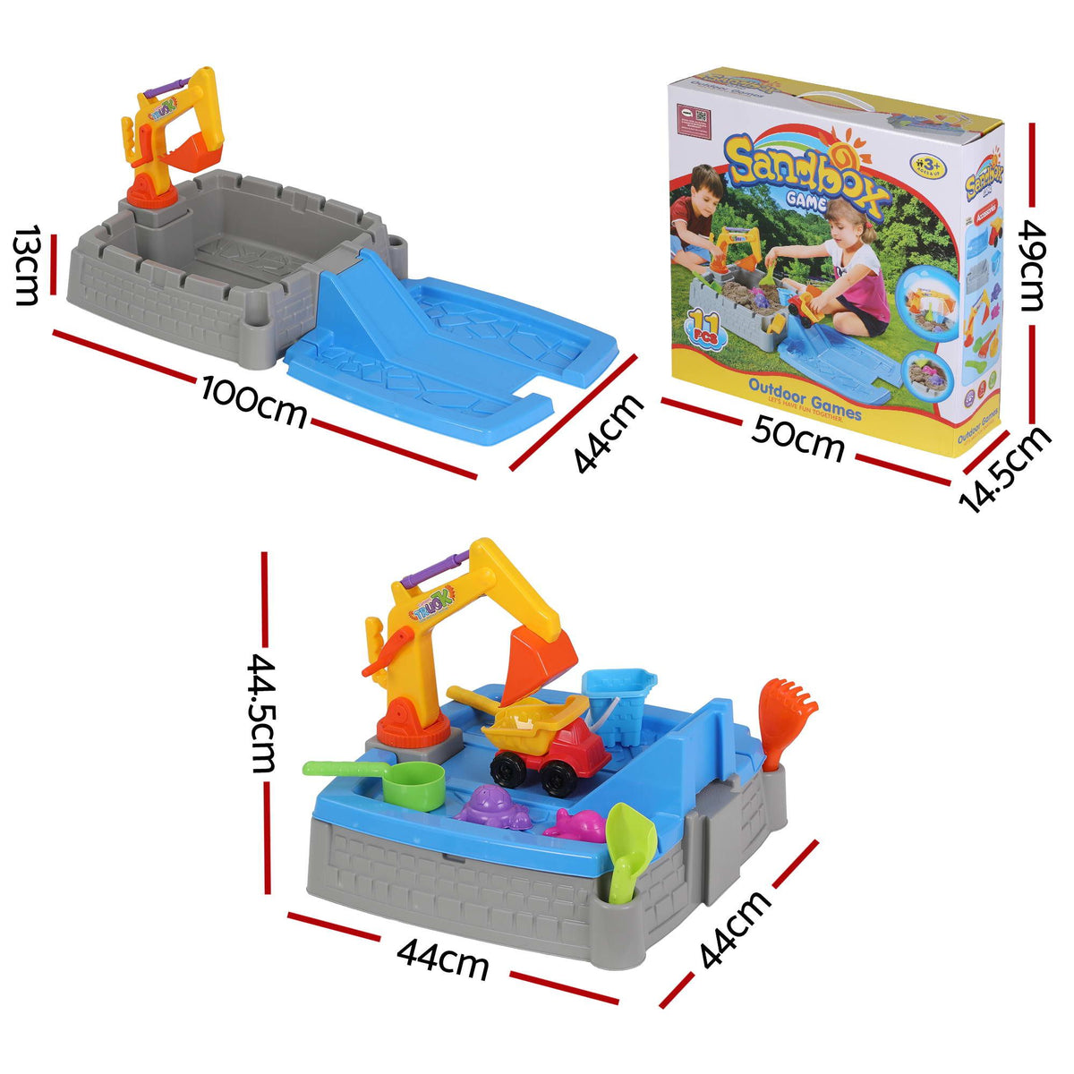 Keezi 2-in-1 Kids Sandpit Water Table Working Excavator Digger Sensory Play Toys