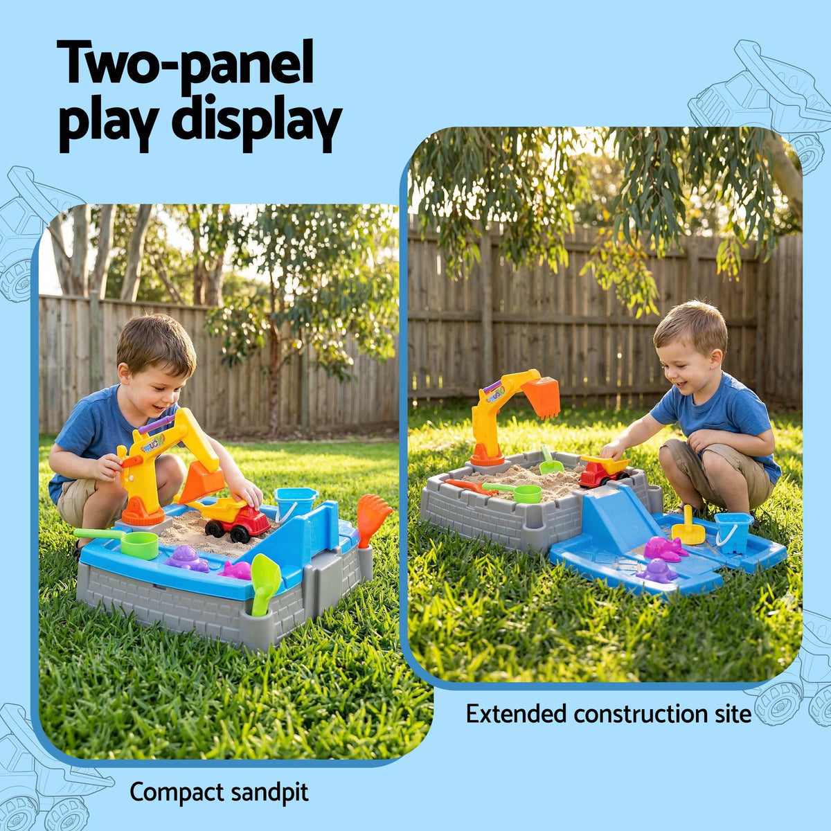 Keezi 2-in-1 Kids Sandpit Water Table Working Excavator Digger Sensory Play Toys