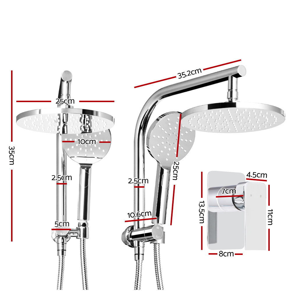 Cefito 9'' Rain Shower Head Set Handheld Round High Pr - SHOWER-A1-RO-9-SI-MIXER