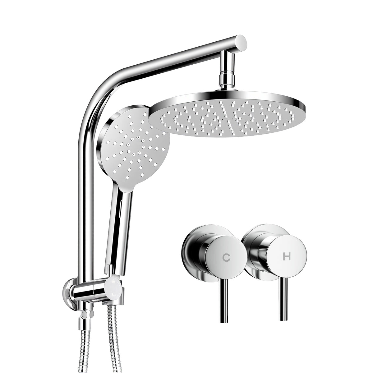 Cefito 9'' Rain Shower Head Set Handheld Round High P - SHOWER-A1-RO-9-SI-TAP-RO