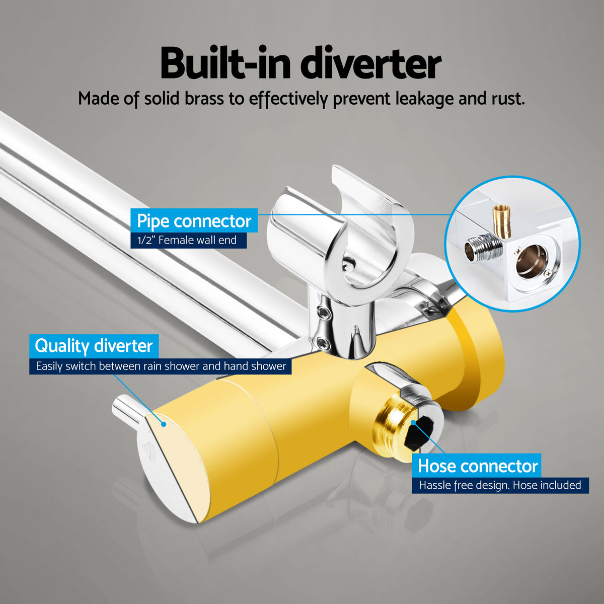 Cefito 9'' Rain Shower Head Set Handheld Round High P - SHOWER-A1-RO-9-SI-TAP-RO