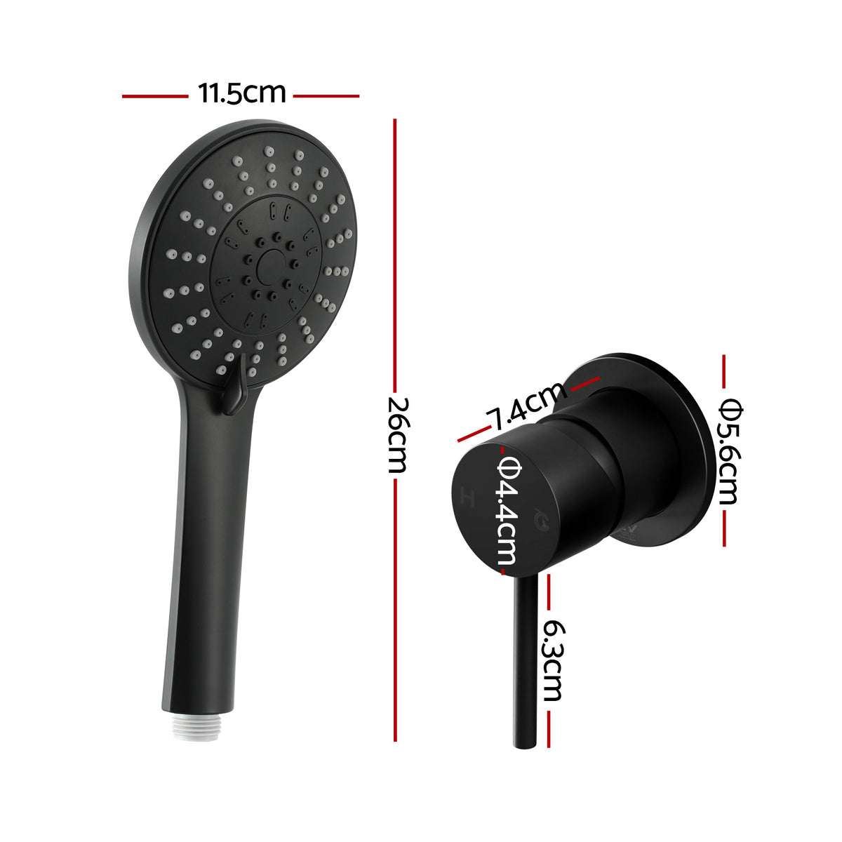 Cefito 4.5" Handheld Shower Head Round with Wall Bathroom Mixer