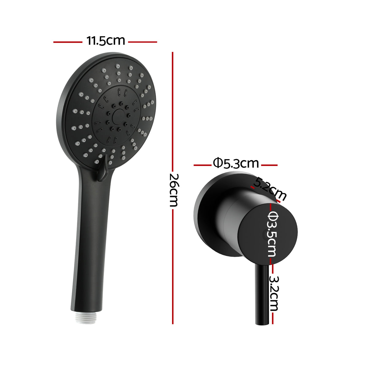 Cefito 4.5" Handheld Shower Head Round with Wall Twin Swivel Bathroom Tap
