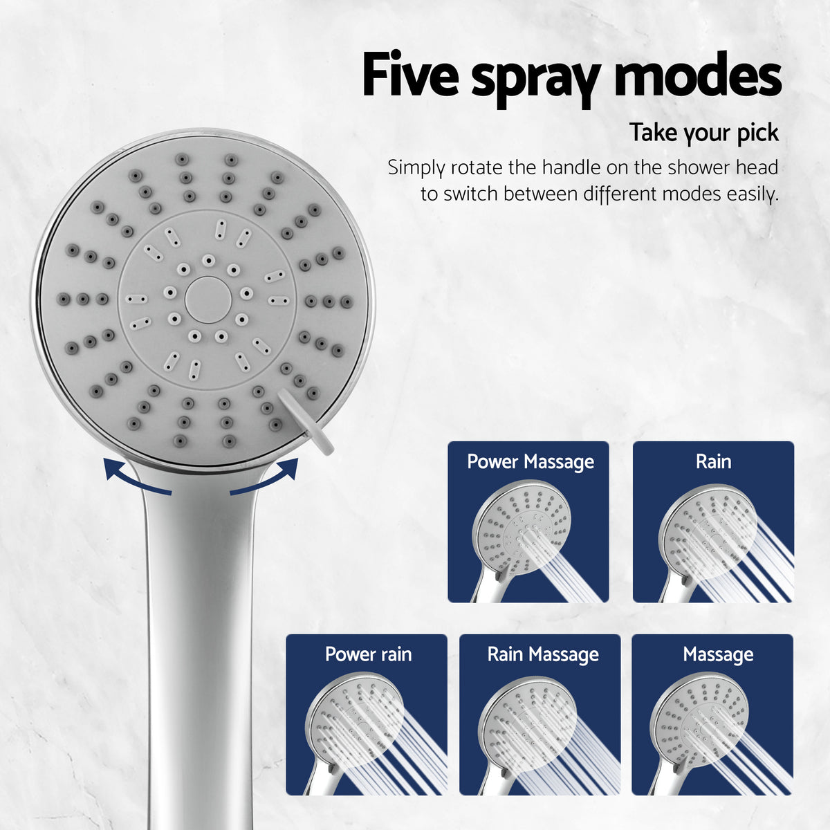 Cefito 4.5" Handheld Shower Head Round with Wall Bathroom Mixer Silver
