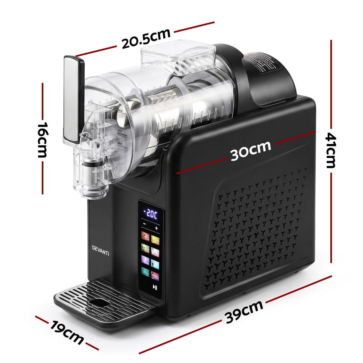 Devanti Slushie Machine 2L Frozen Drink Maker Ice Cream Cocktai - SLS-CR03-2L-BK