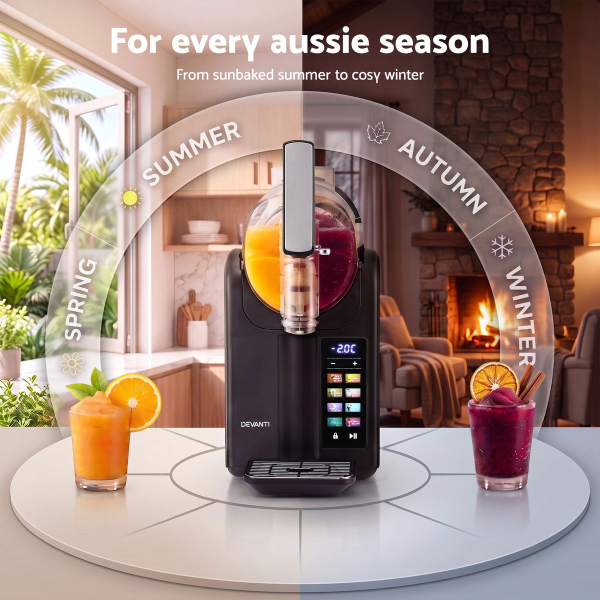 Devanti Slushie Machine 2L Frozen Drink Maker Ice Cream Cocktai - SLS-CR03-2L-BK