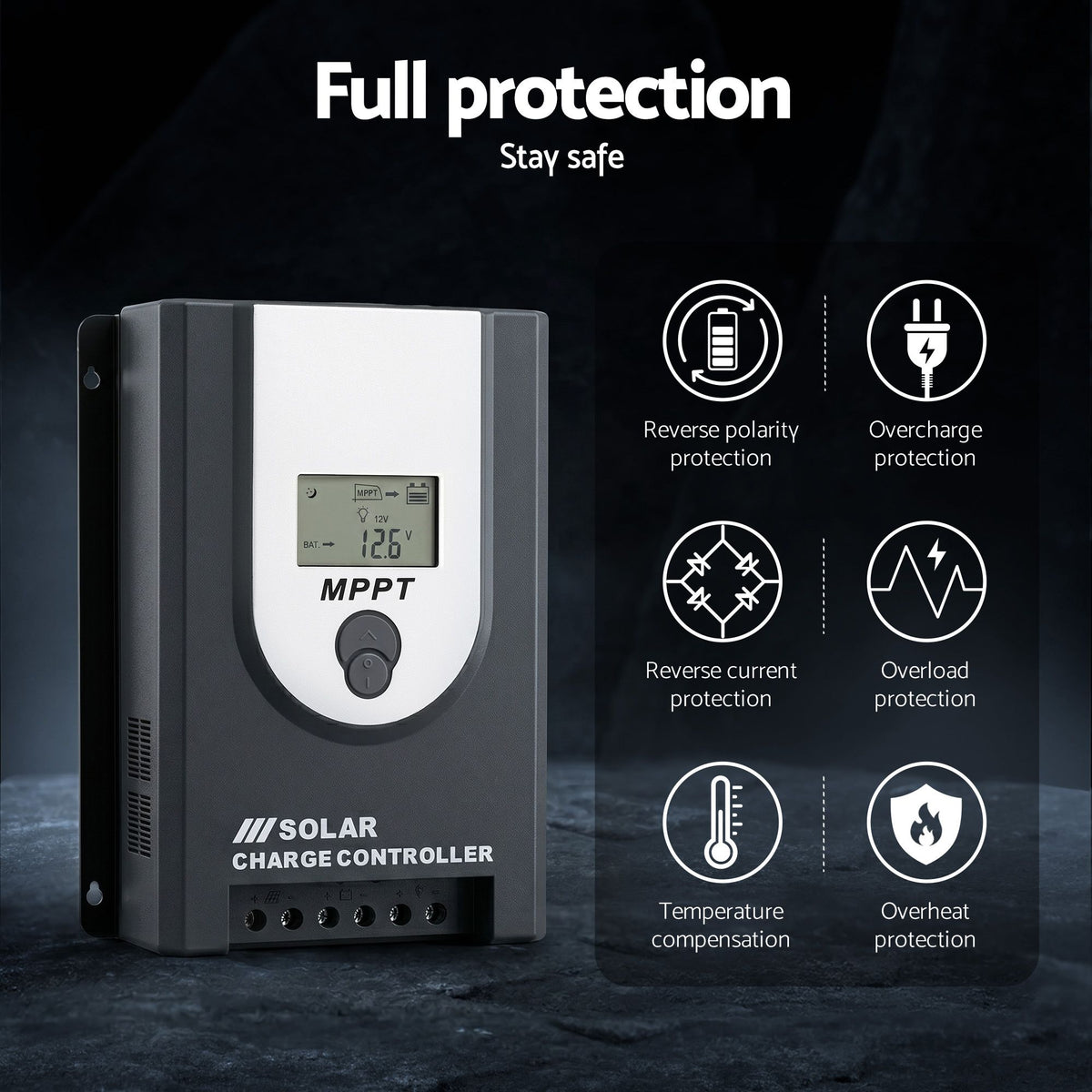 Giantz 50A MPPT Solar Charge Controller Auto 12V/24V Battery Regulator Bluetooth