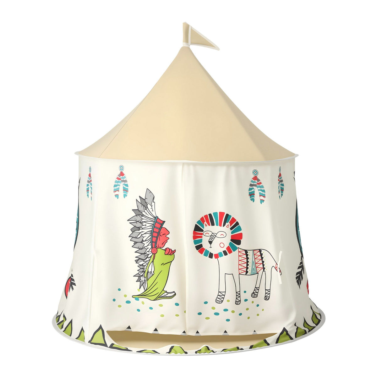 Keezi Kids Play Tent Playhouse Castle with Window Flag Carry Bag 115cmx115cm