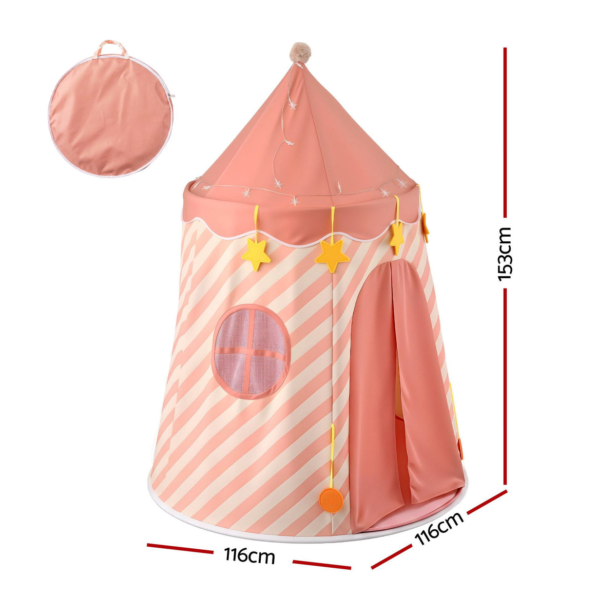 Keezi Kids Play Tent with Star Lights and Window Carry Bag 116cmx153cm Playhouse