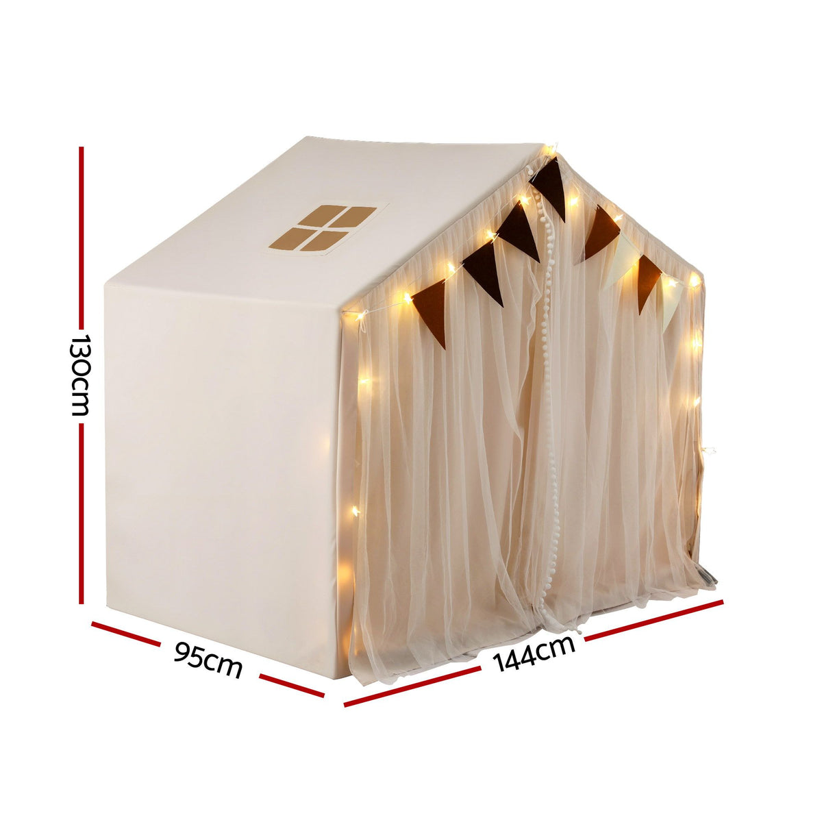 Keezi Kids Play Tent with Star Lights Windows Flag 144cmx95cm Playhouse