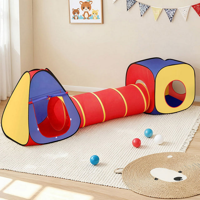 Keezi Kids Playhouse Play Tent Pop Up Teepee Castle Crawl Tunnel Toys Children