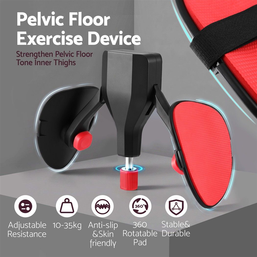 Everfit Pelvic Floor Exerciser Inner Thigh Kegel Trainer 35KG 360 Adjustable Men Women Black & Red