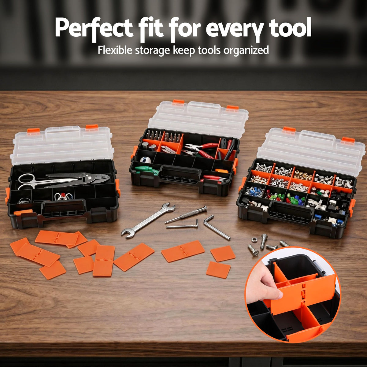 Giantz 3 Pack Tool Box Organizer with Hardware Storage Box for Small Parts