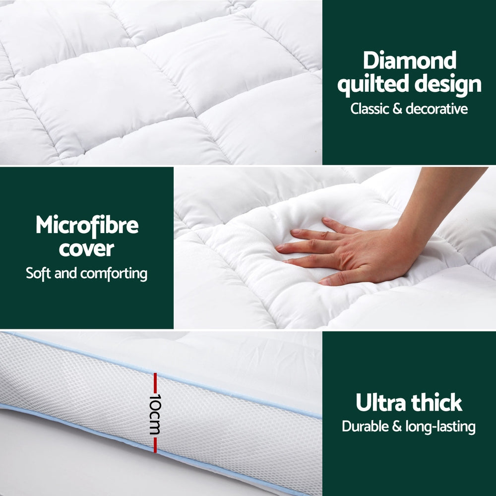 Giselle Bedding 1500GSM Bamboo Pillowtop Mattress Topper - TOPPER-BAM-10-D