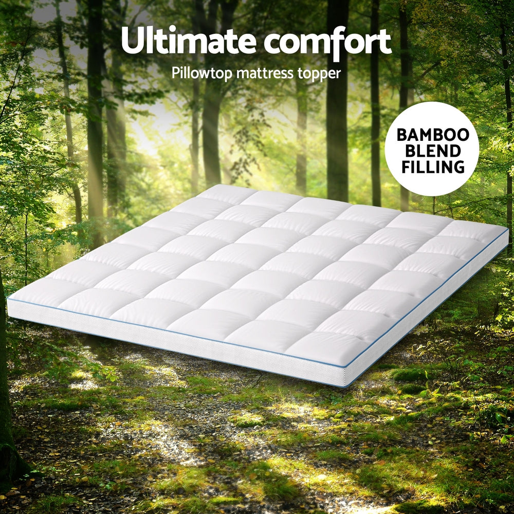 Giselle Bedding 1500GSM Bamboo Pillowtop Mattress Topper - TOPPER-BAM-10-K