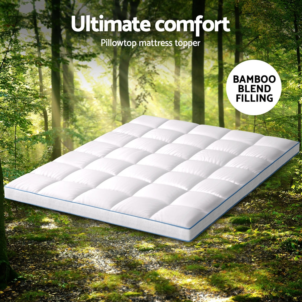 Giselle Bedding 1500GSM Bamboo Pillowtop Mattress Topper - TOPPER-BAM-10-Q