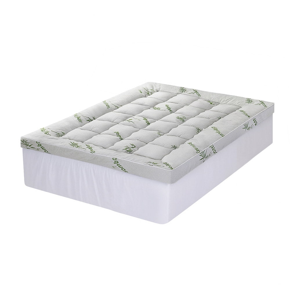 Giselle Bedding 1500GSM Pillowtop Mattress Topper Bamboo Mattress Pad for Back Pain Relief Washable 11cm Thick Bed Cover with 45cm Deep Pocket Double