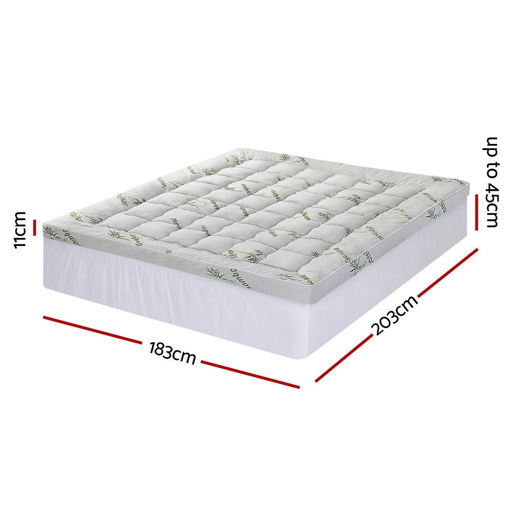 Giselle Bedding 1500GSM Pillowtop Mattress Topper Bamboo - TOPPER-BAM-11-K