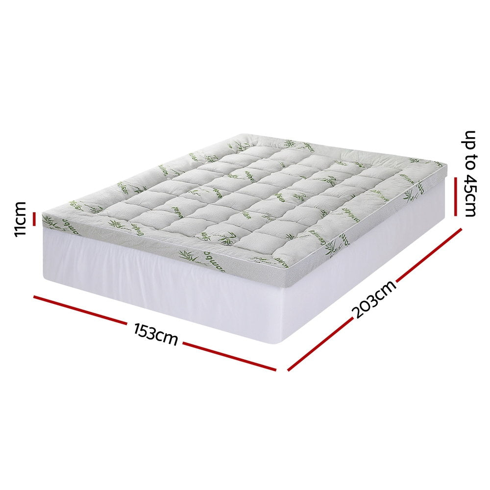 Giselle Bedding 1500GSM Pillowtop Mattress Topper Bamboo - TOPPER-BAM-11-Q