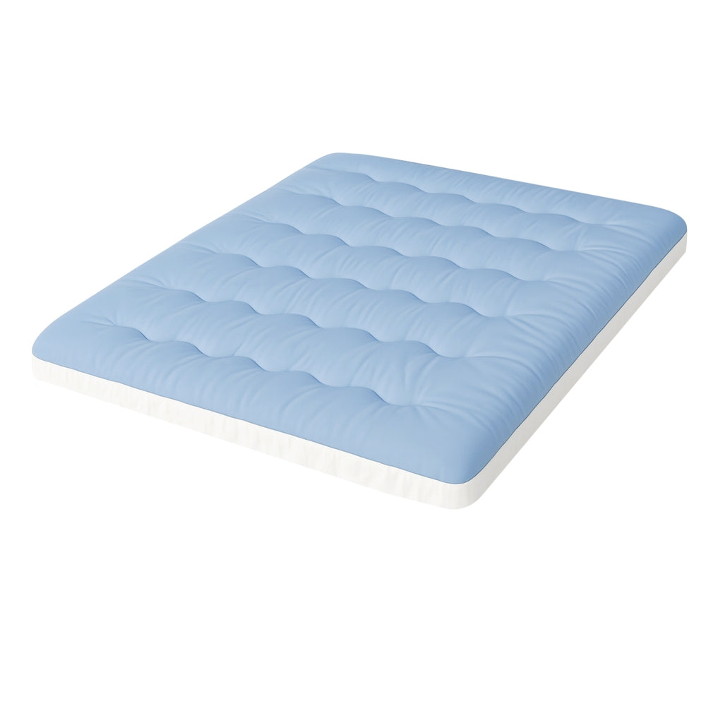 Giselle Bedding Pillowtop Mattress Topper 5cm Reversible Cooling & Soft Coral Fleece Pad for Back Pain Relief, Washable Skin-friendly Bed Protector with 45cm Deep Pocket King Single