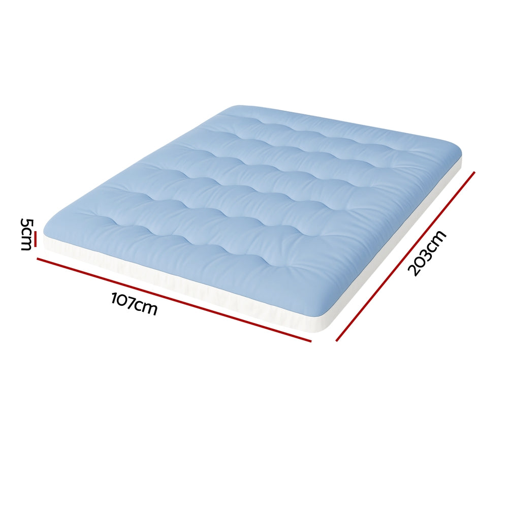 Giselle Bedding Pillowtop Mattress Topper 5cm Reversible Cooling & Soft Coral Fleece Pad for Back Pain Relief, Washable Skin-friendly Bed Protector with 45cm Deep Pocket King Single