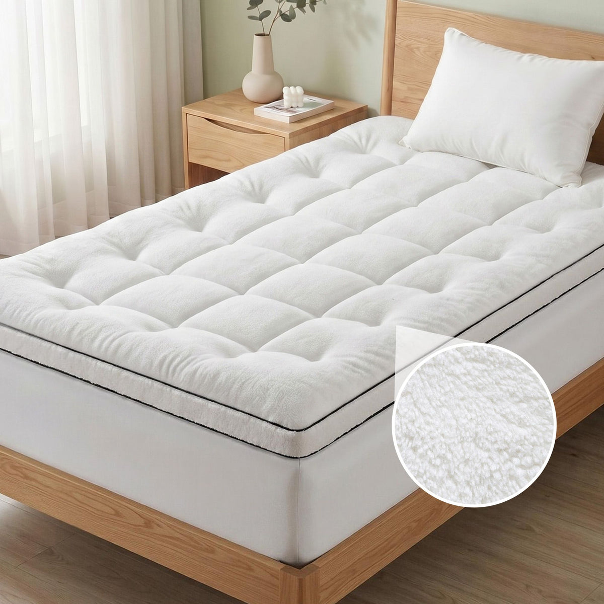 Giselle Bedding King Single Mattress Topper 5cm Coral Fleece