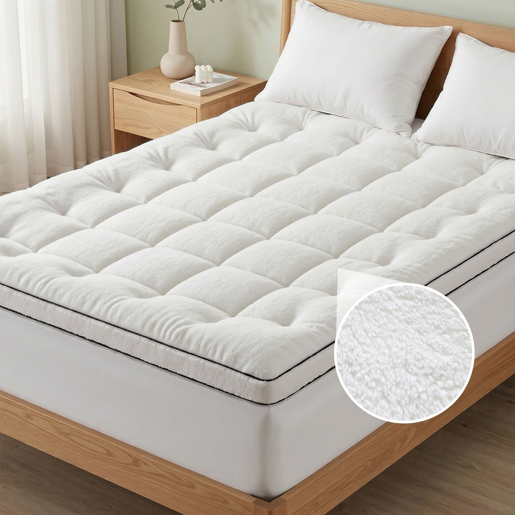 Giselle Bedding Queen Mattress Topper 5cm Coral Fleece