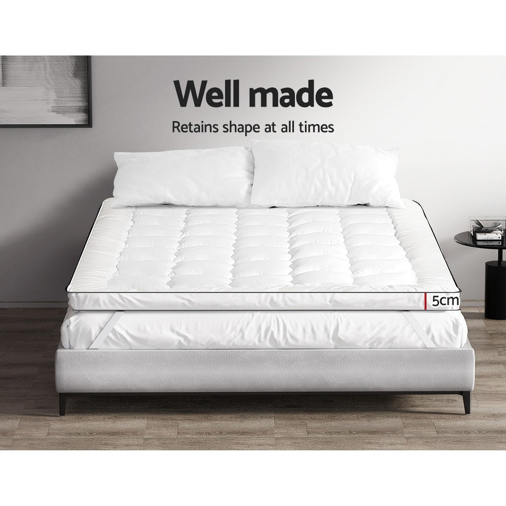 Giselle Bedding Pillowtop Mattress Topper 5cm Thick Mattress Pad for Back Pain Relief & Old Beds Machine Washable 500GSM Breathable Protector Double