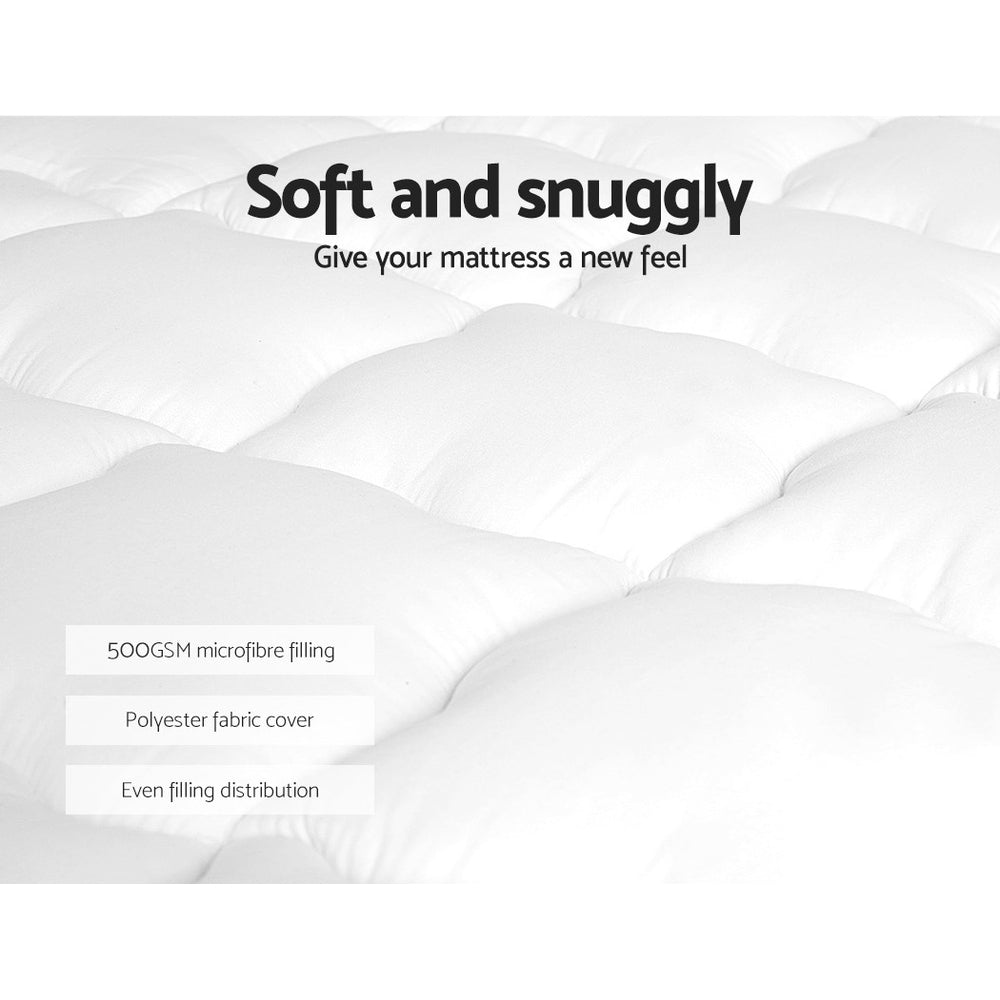 Giselle Bedding Pillowtop Mattress Topper 5cm Thick Mattress Pad for Back Pain Relief & Old Beds Machine Washable 500GSM Breathable Protector Queen