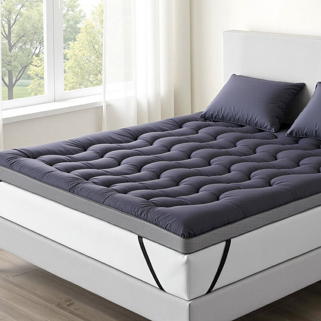 Giselle Bedding 5cm Pillowtop Topper Bamboo Polyester Blend Fibre Pad for Back Pain Relief Washable Overfilled Bed Protector 500GSM King