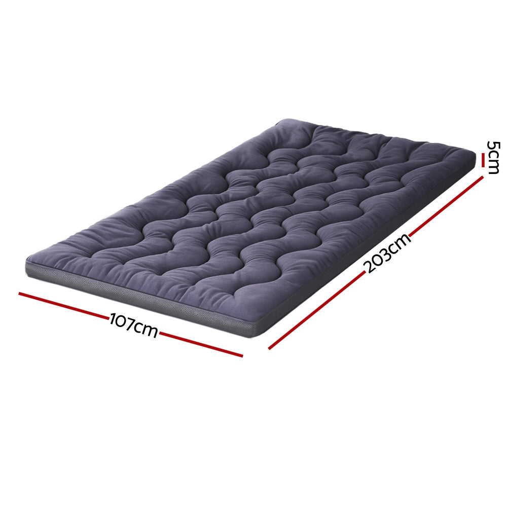 Giselle Bedding 5cm Pillowtop Topper Bamboo Polyester Blend Fibre Pad for Back Pain Relief Washable Overfilled Bed Protector 500GSM King Single