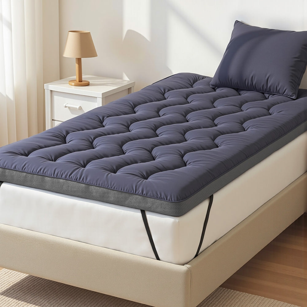 Giselle Bedding 5cm Pillowtop Topper Bamboo Polyester Blend Fibre Pad for Back Pain Relief Washable Overfilled Bed Protector 500GSM King Single