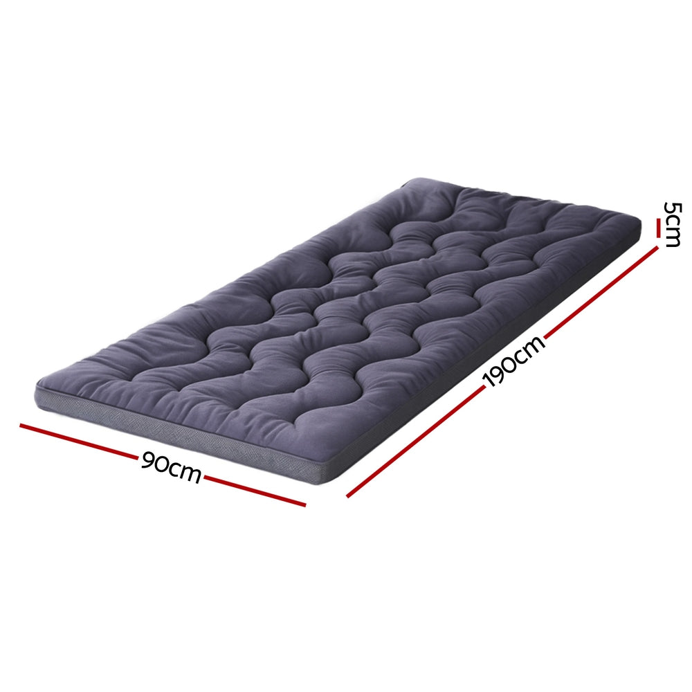 Giselle Bedding 5cm Pillowtop Topper Bamboo Polyester Blend Fibre Pad for Back Pain Relief Washable Overfilled Bed Protector 500GSM Single