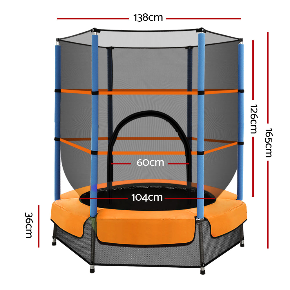 Everfit 4.5FT Trampoline for Kids Trampoline w/ Enclosure S - TRAMPO-C-MINI45-OR