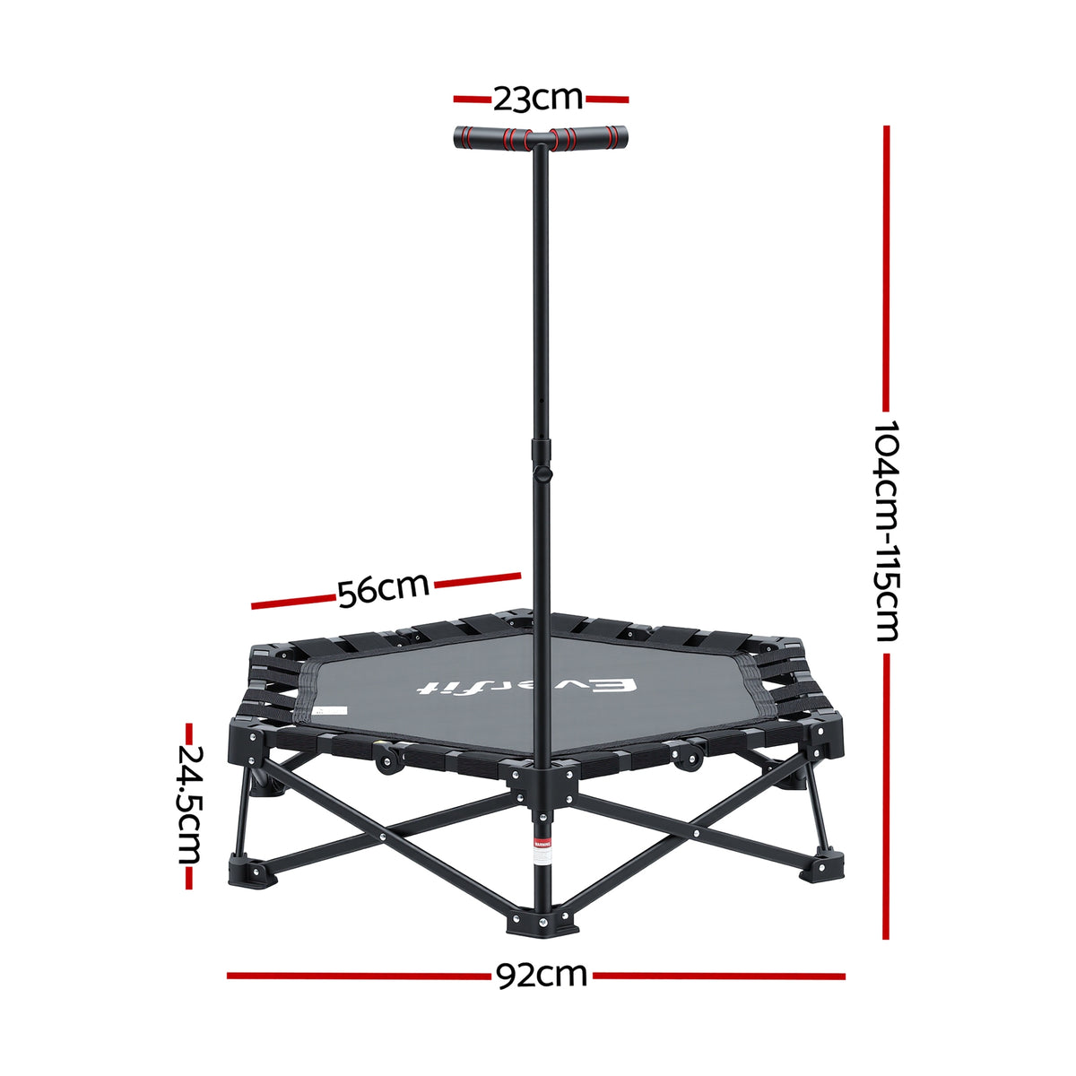 Everfit Fitness Foldable Trampoline Rebounder Adjustable H - TRAMPO-TD-FOLD42-BK