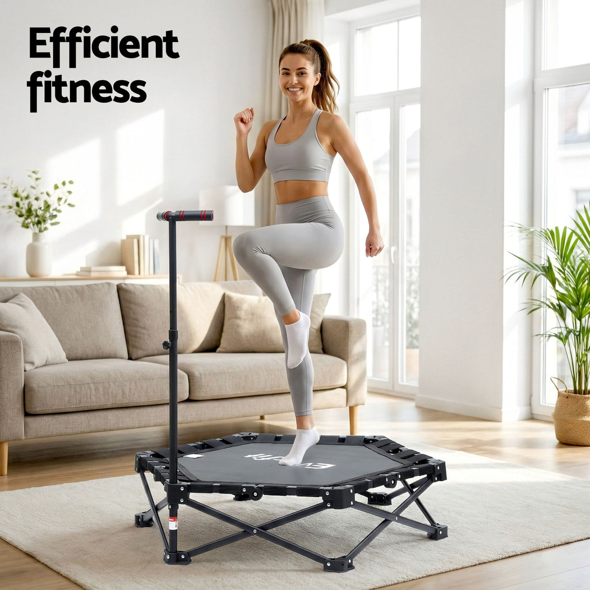 Everfit Fitness Foldable Trampoline Rebounder Adjustable H - TRAMPO-TD-FOLD42-BK