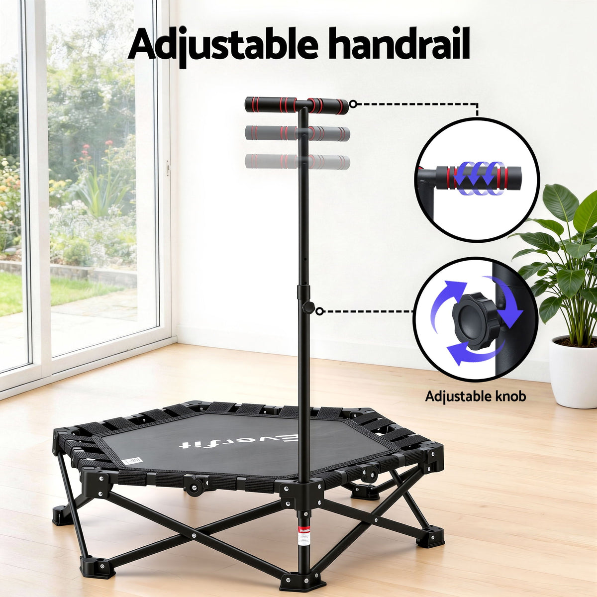 Everfit Fitness Foldable Trampoline Rebounder Adjustable H - TRAMPO-TD-FOLD42-BK