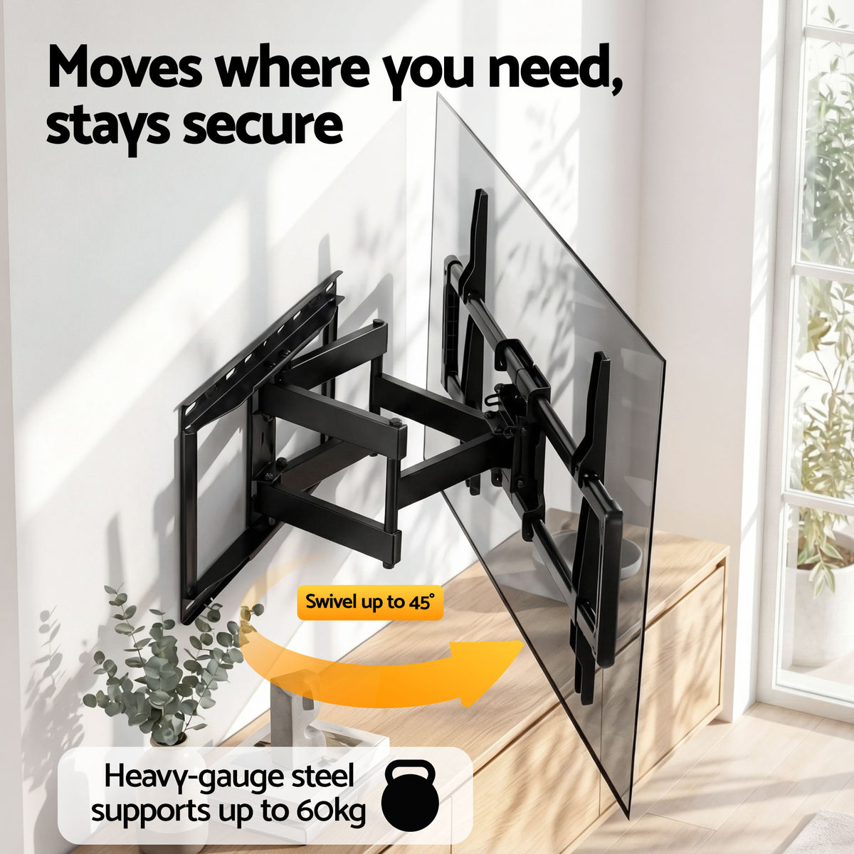 Artiss TV Wall Mount Bracket for 37" - 85" TVs Swivel Tilt - TV-MOUN-B-DOUB-90